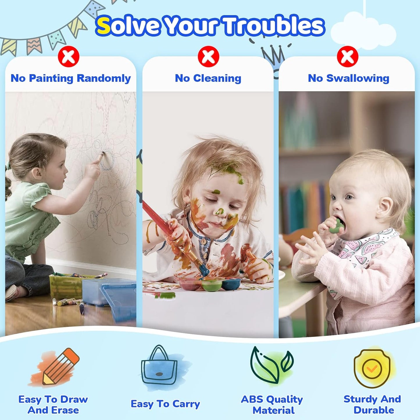 Kikidex Toddlers Toys Age 1-3, Magnetic Drawing Board, Toddler Girl Toys for 1-2 Year Old, Doodle Board Pad Learning and Educational Toys for 1 2 3 Year Old Baby Kids Birthday Gift (Dark Blue)