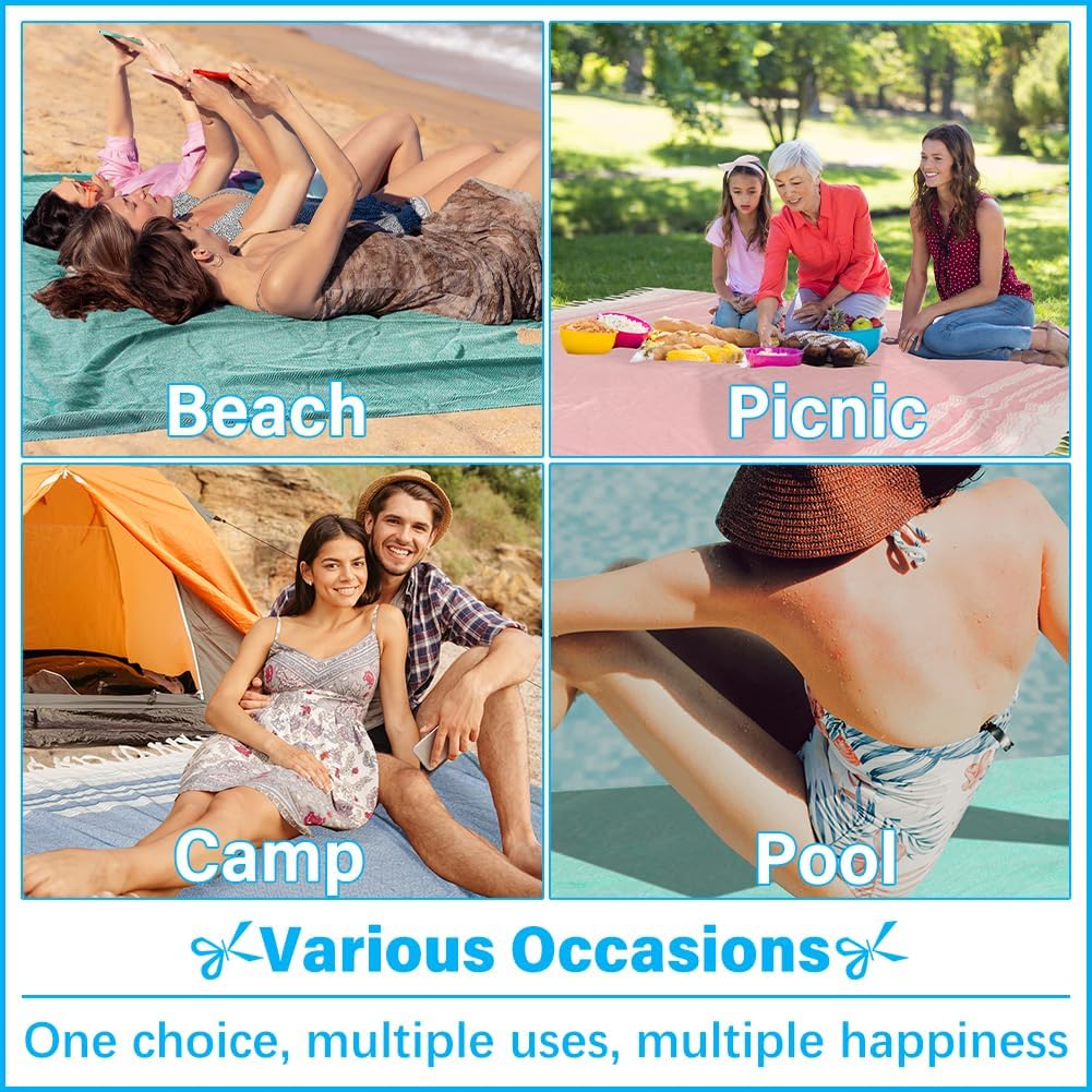 Oversized Turkish Beach Towel Blanket XXL Cotton Sandproof Towels Boho Woven Extra Large Big Sand Free Giant Throw Thick Blankets Huge Quilt XL Picnic Camping Necessities Cloud For Adult Gifts Blue