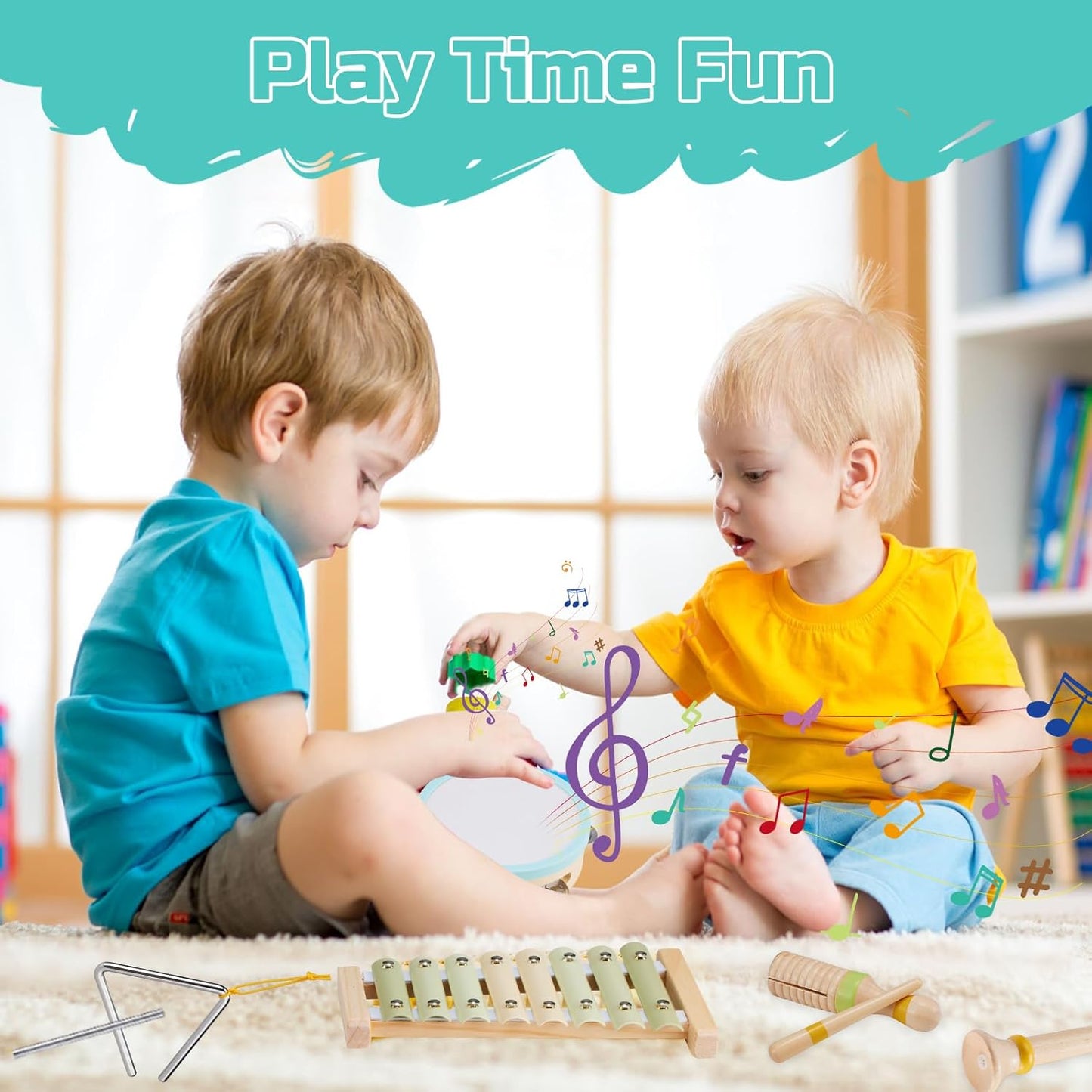 Baby Musical Instruments Set Montessori Wooden Toy for Toddlers 1 2 3 Percussion Music Xylophone for Kids Preschool Learning Resource Christmas Birthday Gifts for Boys Girls Aged 18 Months (Green)