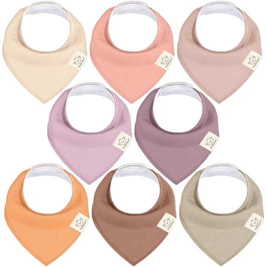 8-Pack Organic Baby Bandana Bibs for Girls - Super Absorbent Triangle Baby Bibs for Drooling and Teething Infant, 100% Cotton Extra Soft for Newborn, Infant 0-36 Months (Mauve)