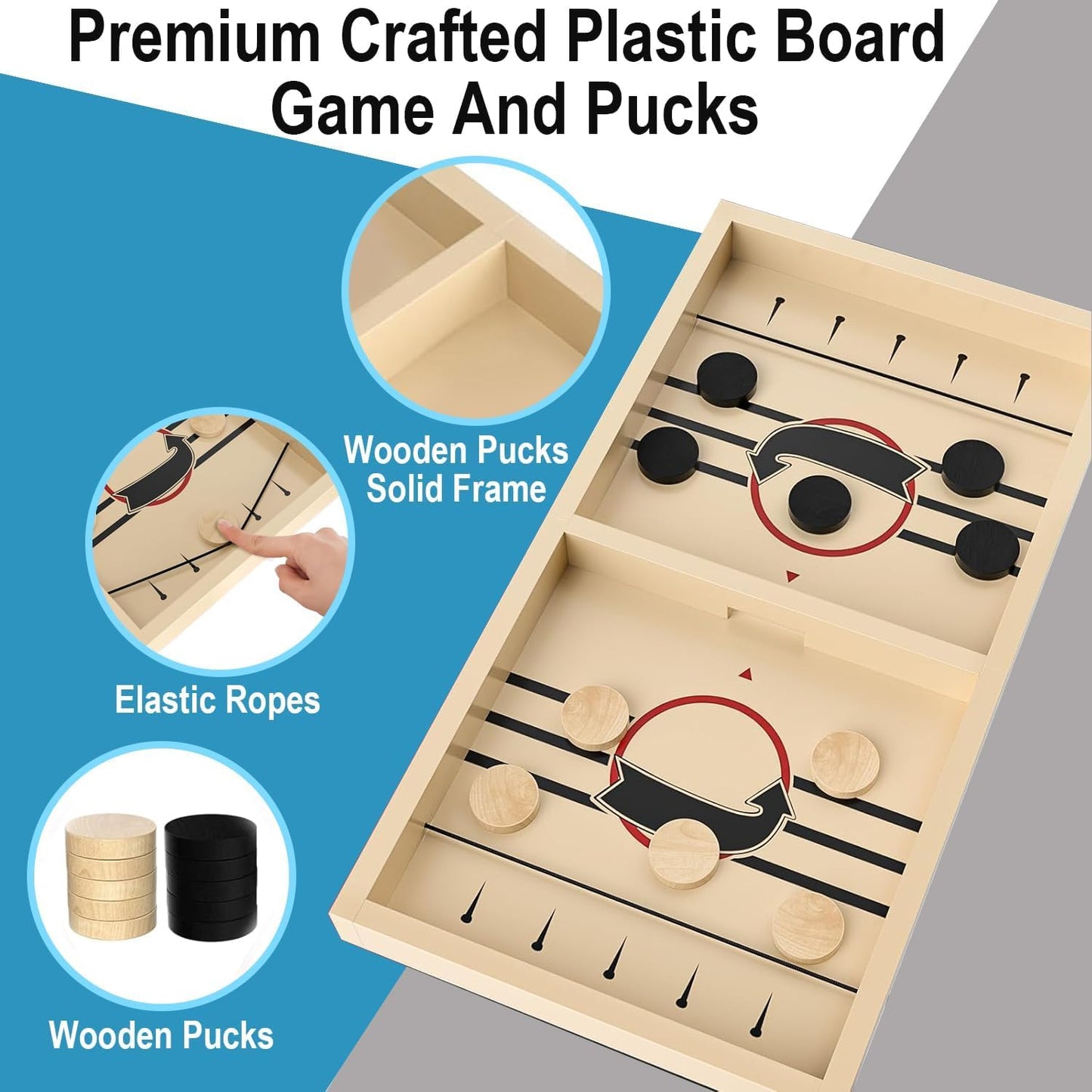 Large Sling Puck Game,Plastic Family Indoor Table Board Game for 2-4 Players,Fast Paced Super Winner Sling Hockey Board Games & Rapid Slingshot Battle Table,Christmas Stuffer Idea for 7 Age