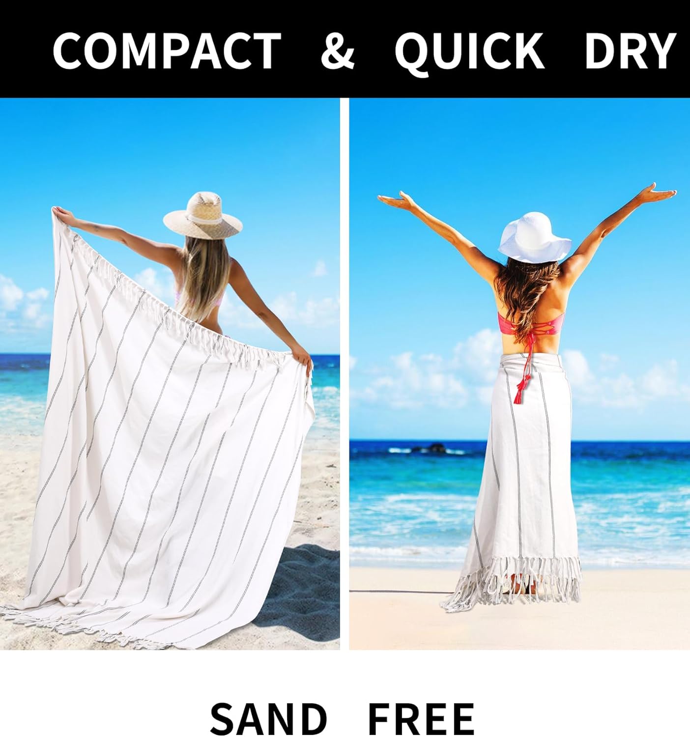 Giant Cotton Turkish Beach Towel Picnic Outdoor Blanket Women Men Birthday Beach Gift Car Travel Essentials Road Trip Summer Vacation Things Outside Items Roadtrip Camping Gear Rv Must Haves