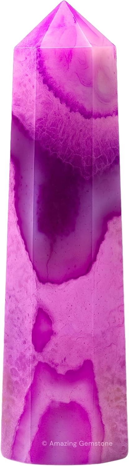 Amazing Gemstone Pink Agate Crystal Towers - Natural Healing Crystal Point Obelisk for Reiki Healing and Crystal Grid (2 Inch to 3 Inch)