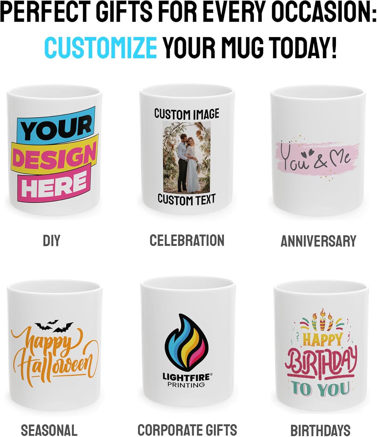 Personalized Coffee Mug – Custom Photo, Text, or Logo Ceramic Mug Tea Cup | Taza Personalizada with Picture or Message | Customized Gift Idea for Men & Women, Mom, Dad, Friends - White/Blue | 15oz