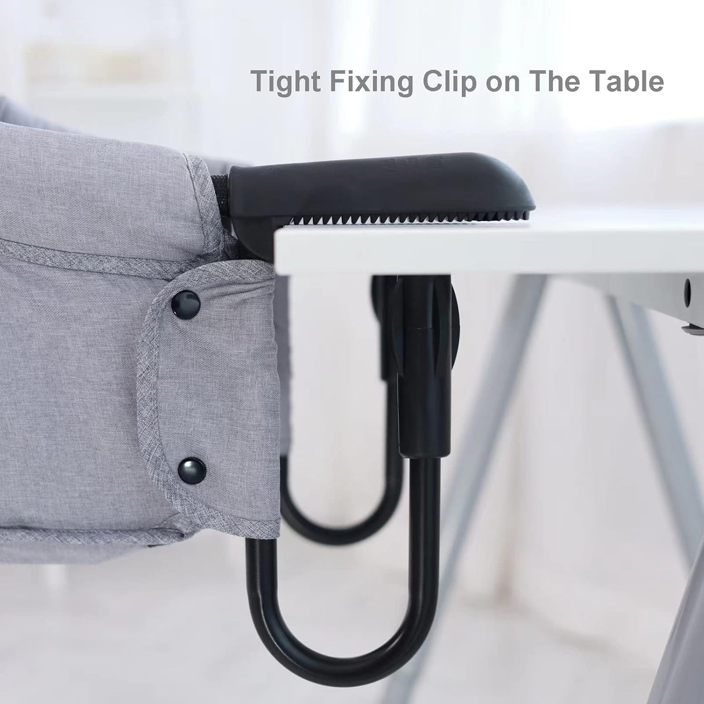 PandaEar Hook on Booster Quick Seat for Baby| Clip on Table High Chair for Home &Travel| Portable Fold-Flat High Load Design -Grey