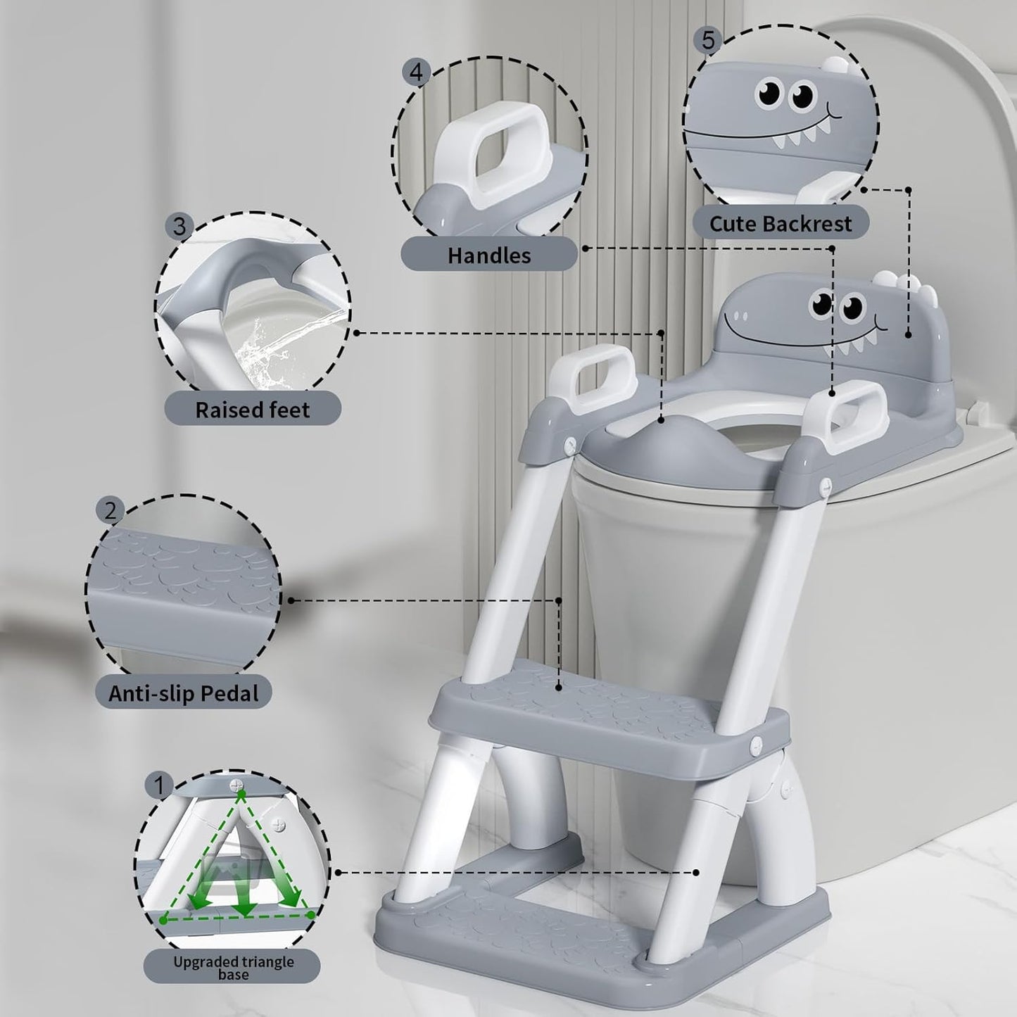 Potty Training Seat for Toddlers, 2 in 1 Potty Training Toilet with Anti-Slip Pad Step Stool, Toddler Toilet Seat for Boys and Girls