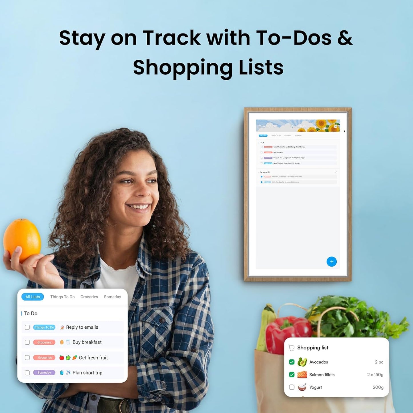 ApoloSign 15.6-inch Digital Calendar: Dual Mode Calendar with Google Play & Multi-calendar Sync, Electronic Planner & Chore Chart, Smart Touchscreen, Interactive Display for Family Schedules (Teak, 15.6")