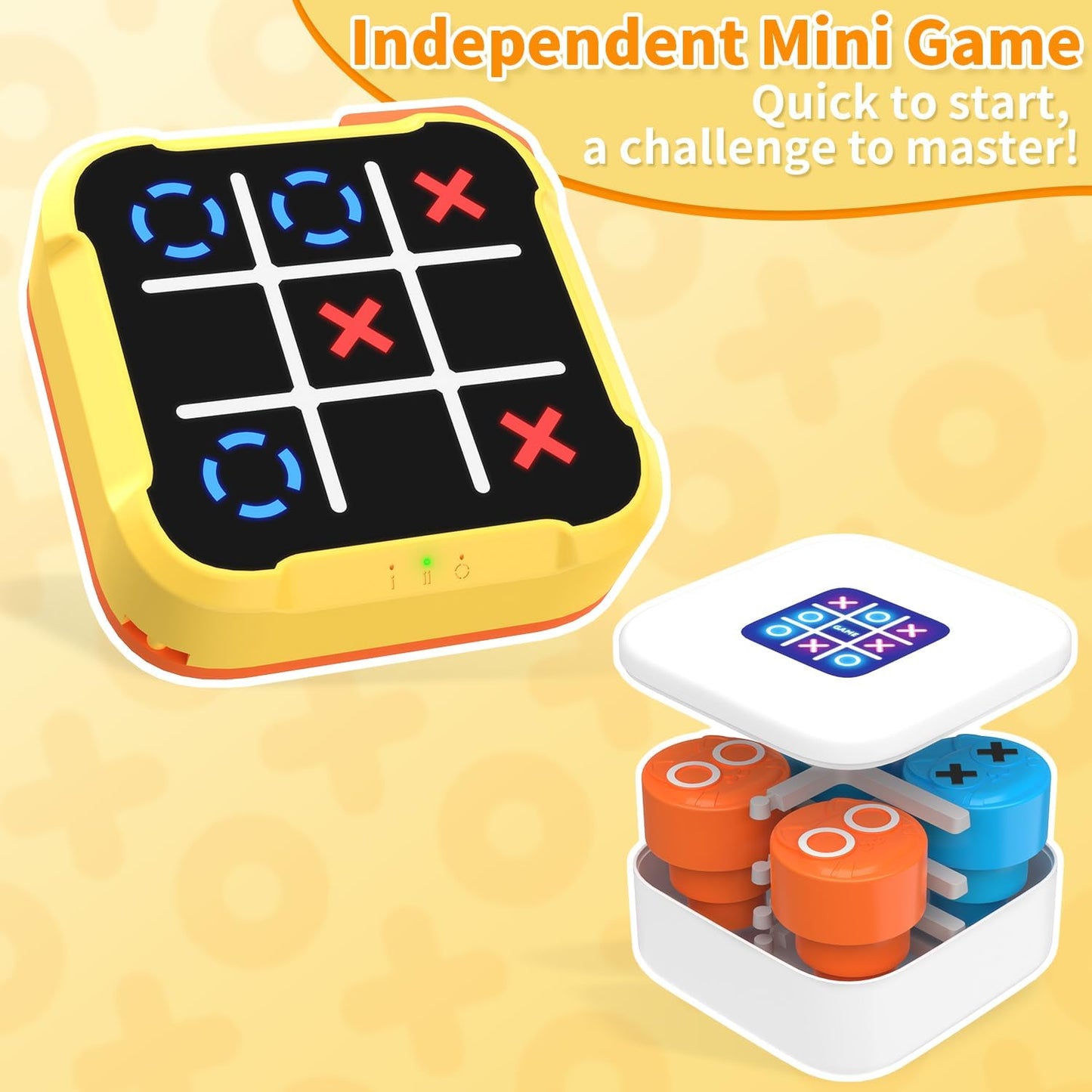 Tic Tac Toe Bolt Game 4-in-1 Handheld Portable Electronic Toy, Educational Board Games Puzzle for Kids and Adults, Perfect for Travel, Road Trips, and Birthday Gifts - Fun Memory Game