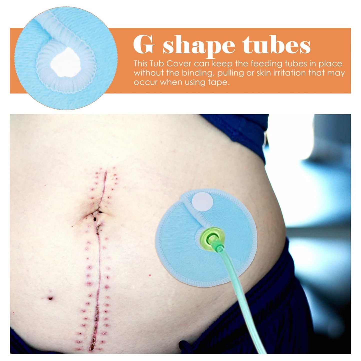 GLEAVI 28pcs G Tube Pad Holder Feeding Tube Button Covers Reusable Nursing Pads Soft Absorbent Breast Pads for Kids Breastfeeding Supports Nursing Care Sky-Blue