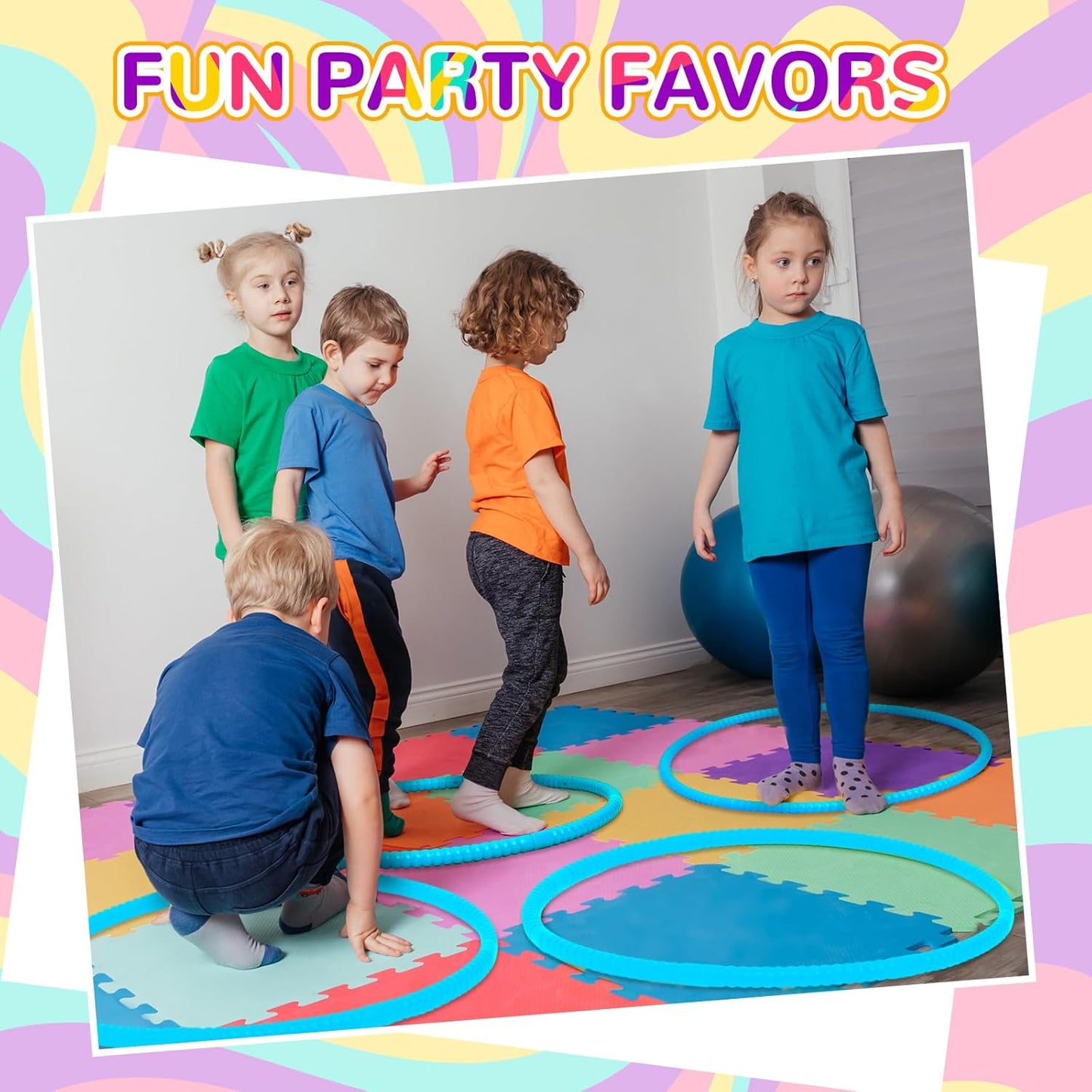 Shappy 6 Pcs Exercise Hoop Detachable Adjustable Plastic Toy Playground Toys Colored Hoop Circles for Teens Games Gymnastics Dog Agility Equipment Party Decor