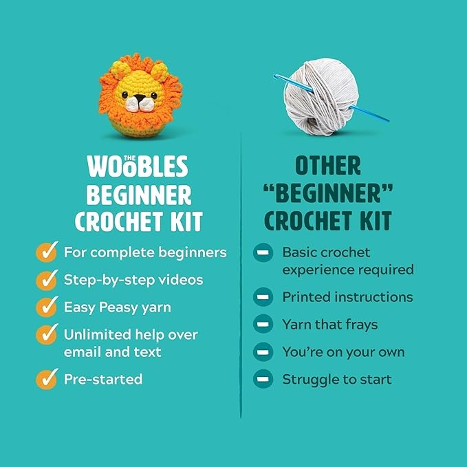 The Woobles Minecraft Crochet Kit – Beginner Crochet Kit for Adults & Kids, Easy Knitting Kit with Woobles Yarn, DIY Crafts, Crochet Animals, Minecraft Toys, Gift for Gamers & Crafters (Creeper)