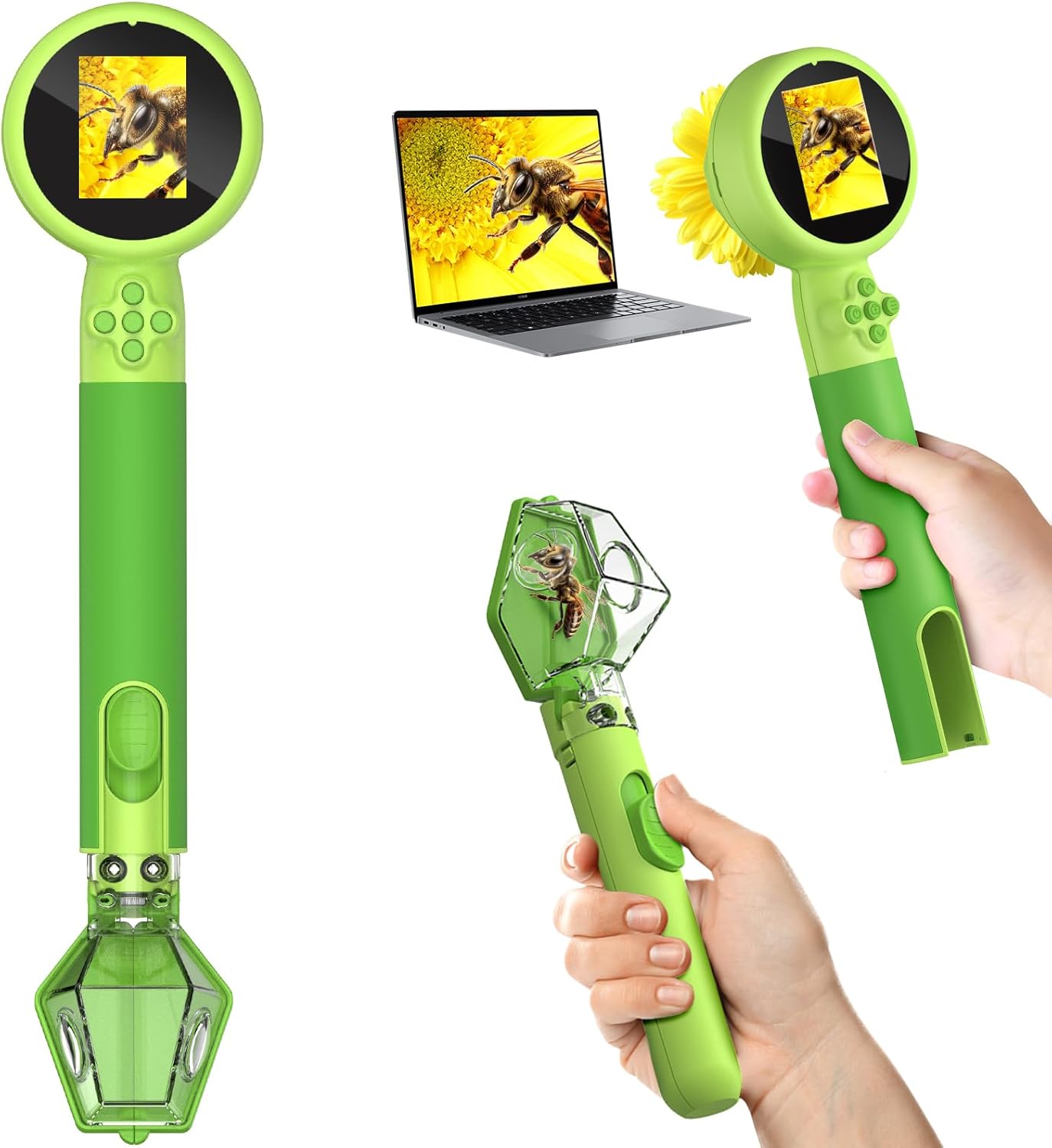 Microscope for Kids with Bug Catcher, Digital Portable Handheld 500X 1080P HD Kids Microscopes Kit,STEM Science Educational Learning Toys Gifts for 3-15 Boys Girls(Microscope Kit Green)