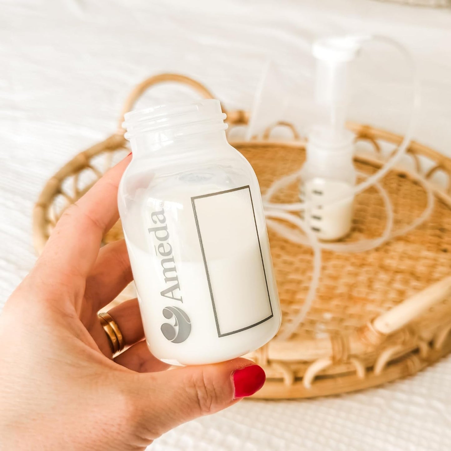 Ameda HygieniKit Universal Milk Collection System | Hands Free Breast Pump Accessories | (New & Improved) | Breastfeeding Supplies | Pumping Essentials | Flanges, Bottles, Valves, Diaphragms & Tubing