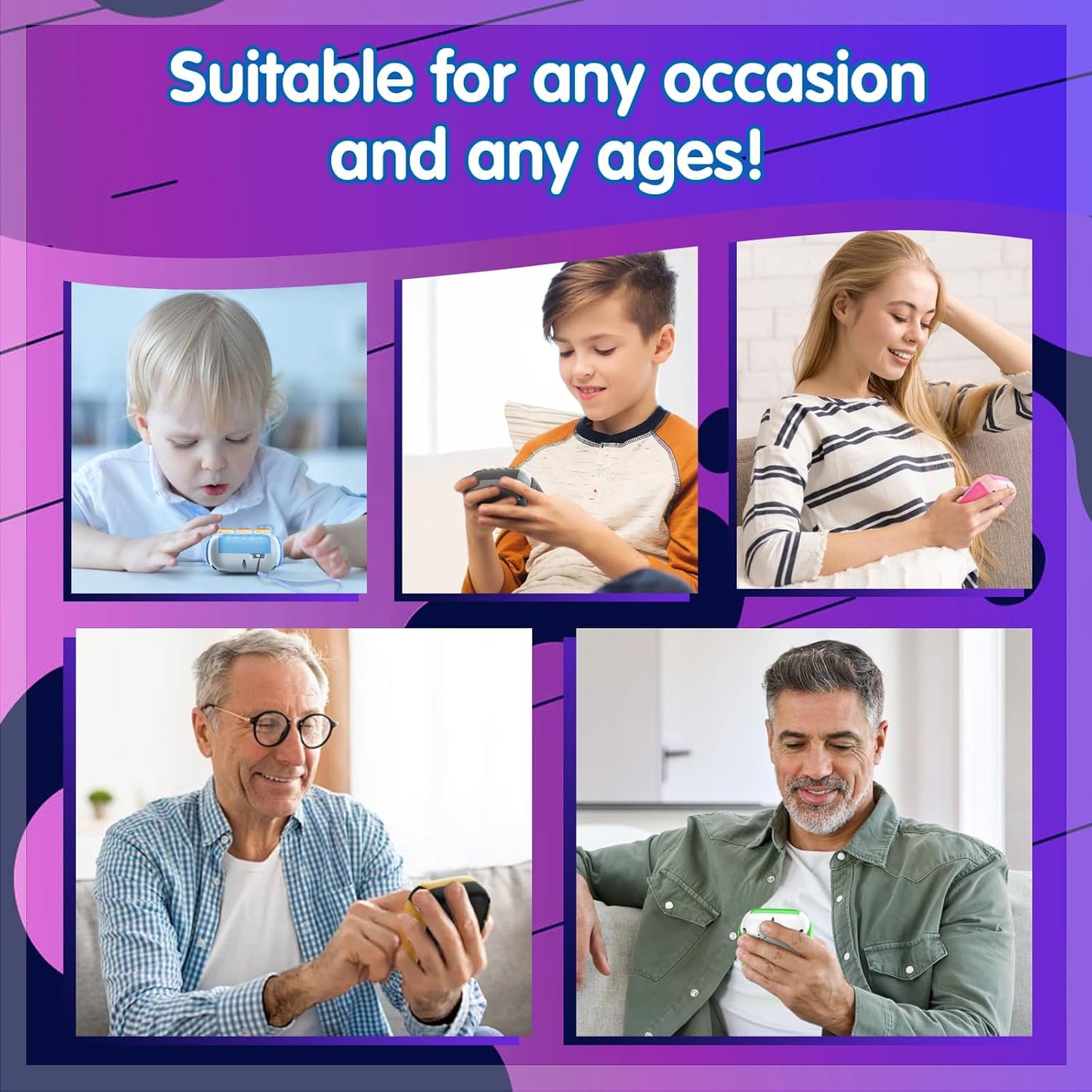 Tic Tac Toe Electronic Handheld Puzzle Game Console Fidget Toys w/ 7 Game Modes, Portable Fast and Fun Car Travel Press Games for Kids and Adults, Ideal Xmas Birthday Gifts for Ages 3+ (Pink)