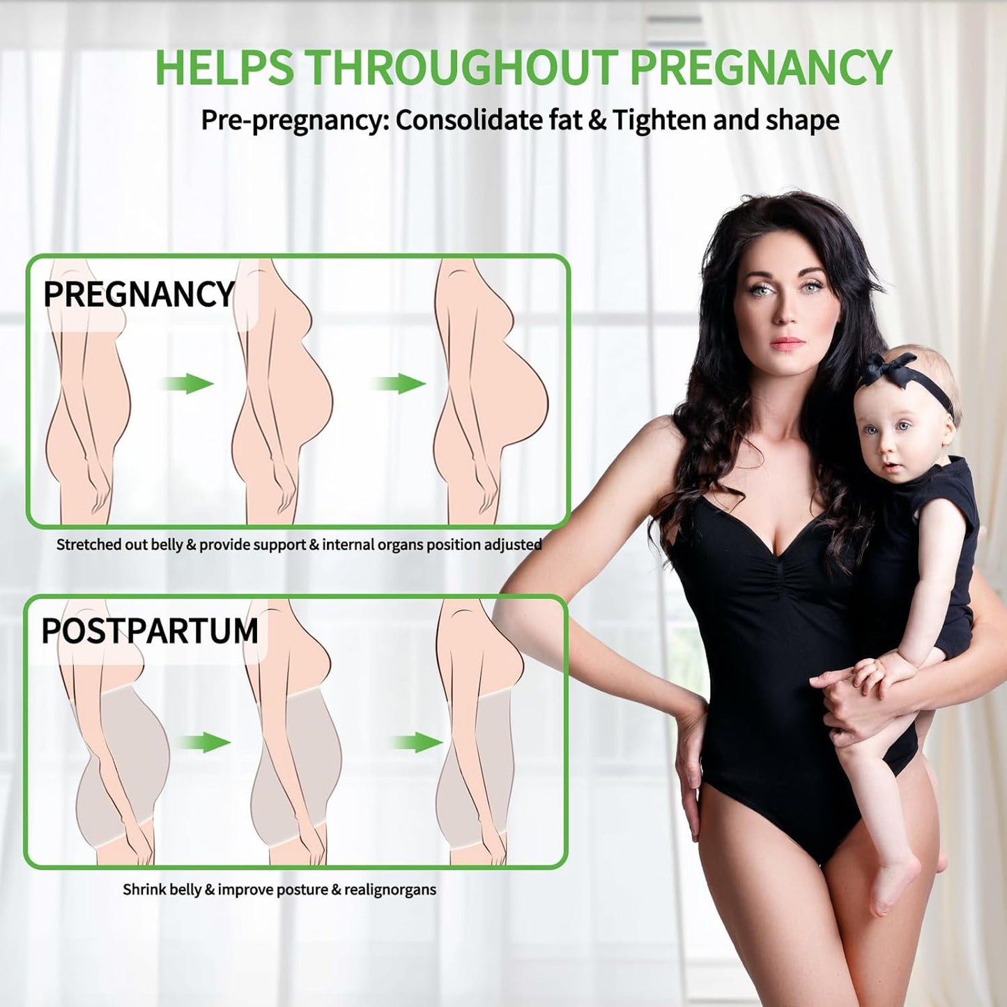 2 in 1 Postpartum Belly Band Wrap Beige, C-Section Support Belt Large, Post Partum Support Recovery Waist/Pelvis Belt, Hysterectomy Belly Band Binder Girdle Stomach
