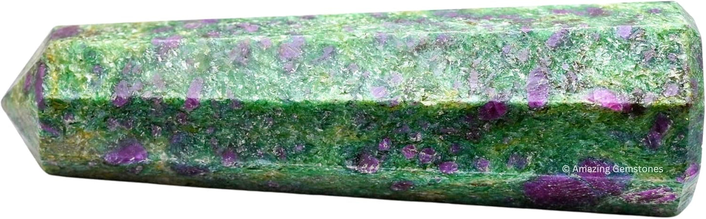 Amazing Gemstone Ruby Fuchsite Crystal Towers ~ Natural Healing Crystal Point Obelisk for Reiki Healing and Crystal Grid (2 to 3 INCH)
