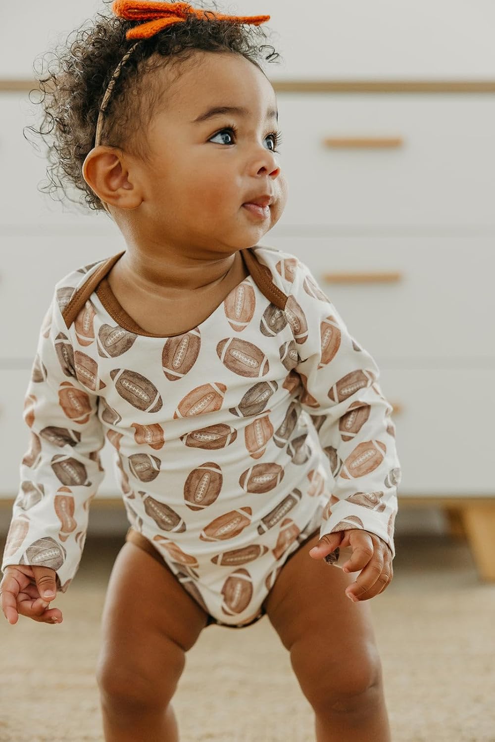Copper Pearl Long Sleeve Bodysuit Baby: Ultra Soft Baby for Newborns, Boys, and Girls - Stylish, Comfortable, Overlap Shoulders, Premium Knit Fabric - Newborn, Blitz