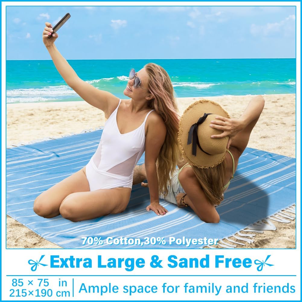 Oversized Turkish Beach Towel Blanket XXL Cotton Sandproof Towels Boho Woven Extra Large Big Sand Free Giant Throw Thick Blankets Huge Quilt XL Picnic Camping Necessities Cloud For Adult Gifts