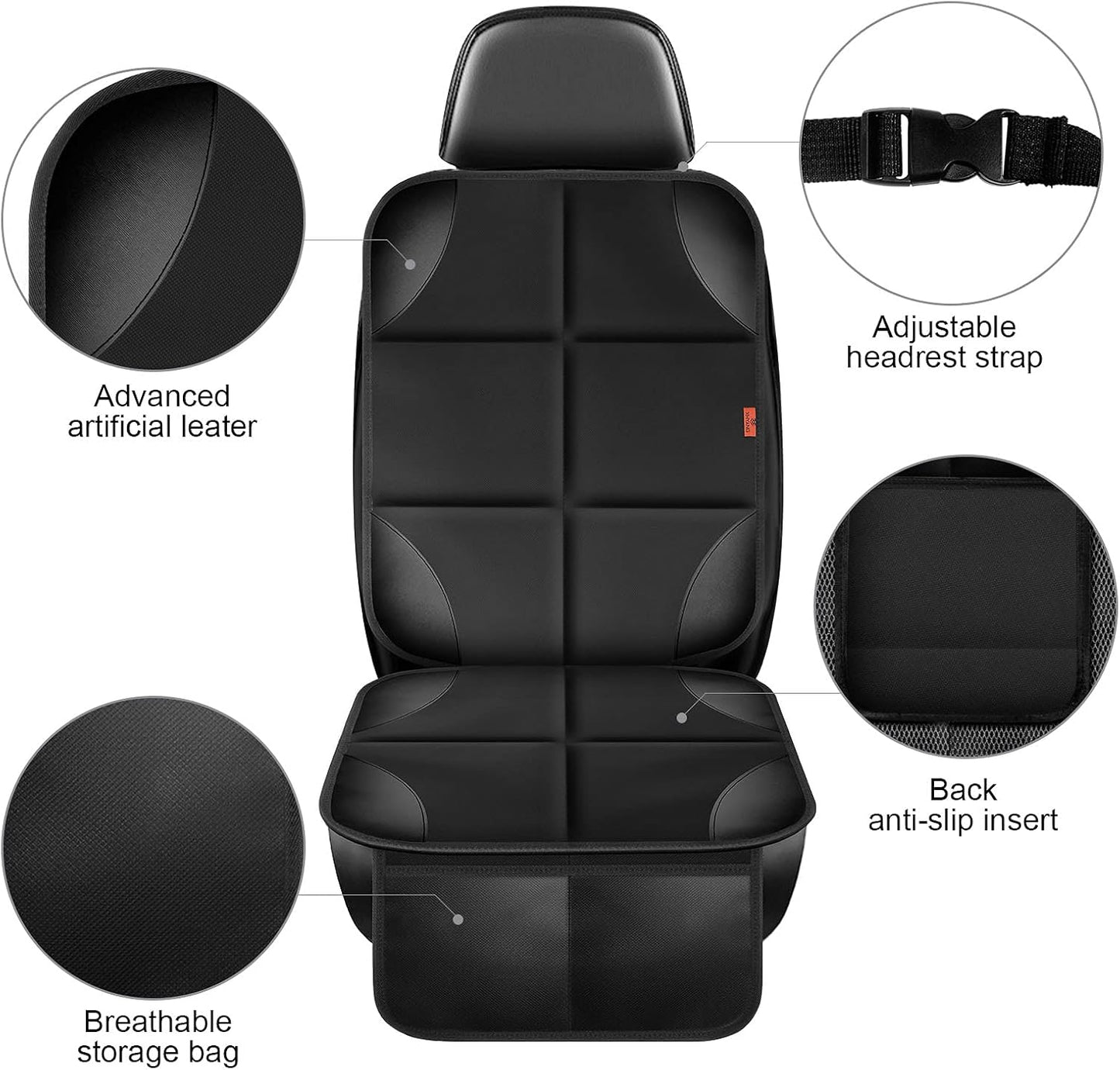 Car Seat Protector 2 Pack Car Seat Cushion Mat Thickest Padding,Waterproof 600D Fabric Car Seat Covers for Non-Slip Backing Mesh Pockets for Baby and Pet (Blue, 2 Pack)