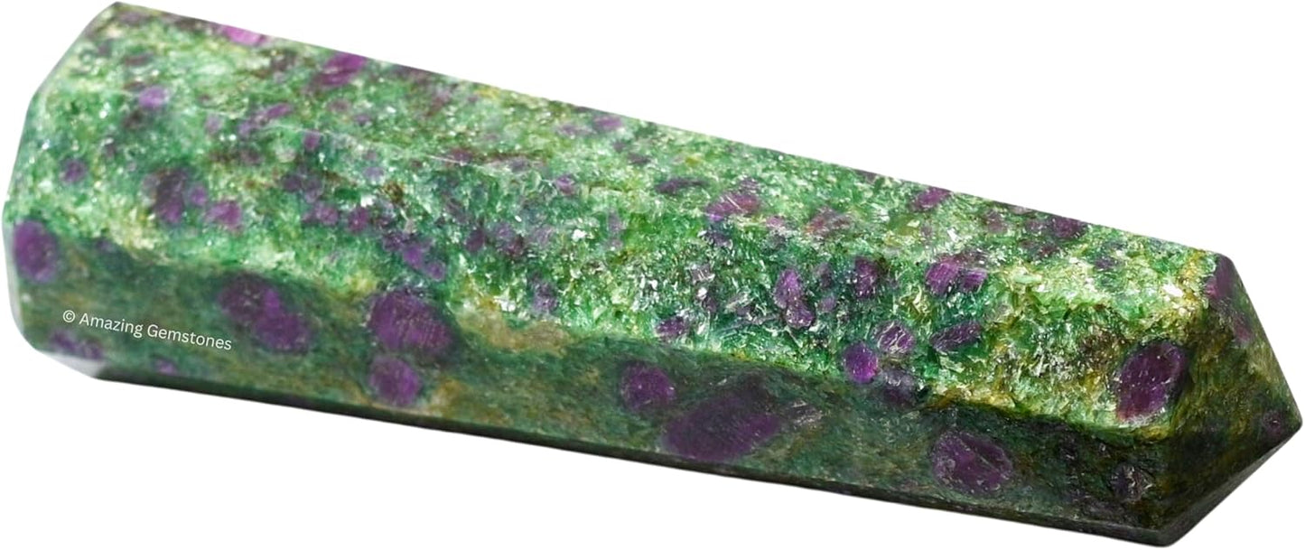 Amazing Gemstone Ruby Fuchsite Crystal Towers - Natural Healing Crystal Point Obelisk for Reiki Healing and Crystal Grid (3 Inch)