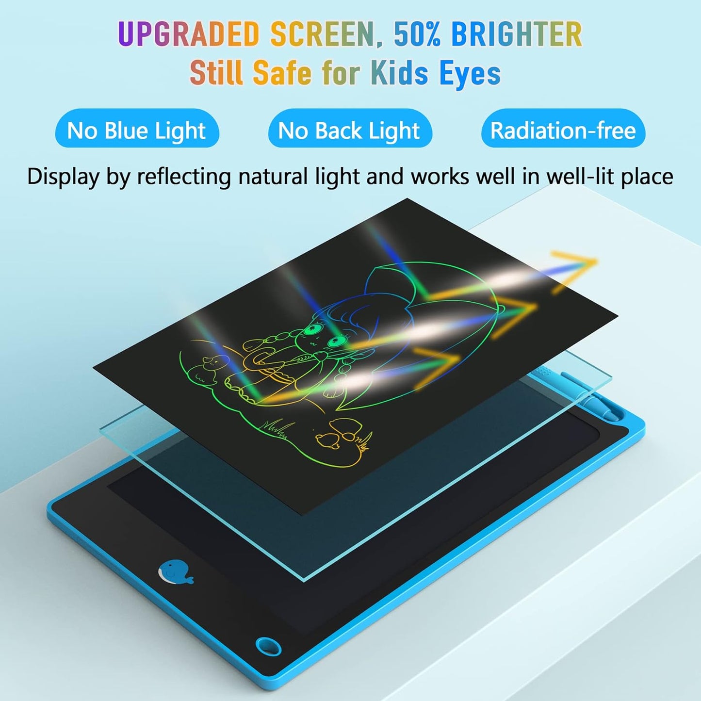 Hockvill LCD Writing Tablet for Kids 8.8 Inch, Toys for Girls Boys Drawing Pad for 3 4 5 6 7 Year Old Kids Toys, Children’s Day Gift Toddler Doodle Board Travel Essentials, Birthday Gift for Children