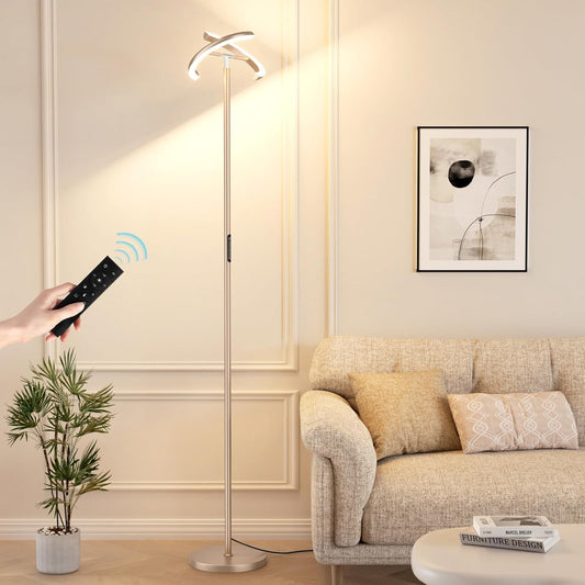 Floor Lamps for Living Room, 40W/2400LM LED Floor Lamp with Touch & Remote Control, 70" Tall Standing Lamp Stepless Dimmable, Modern Torchiere Corner Lamp for Bedroom, Office - Light Gold