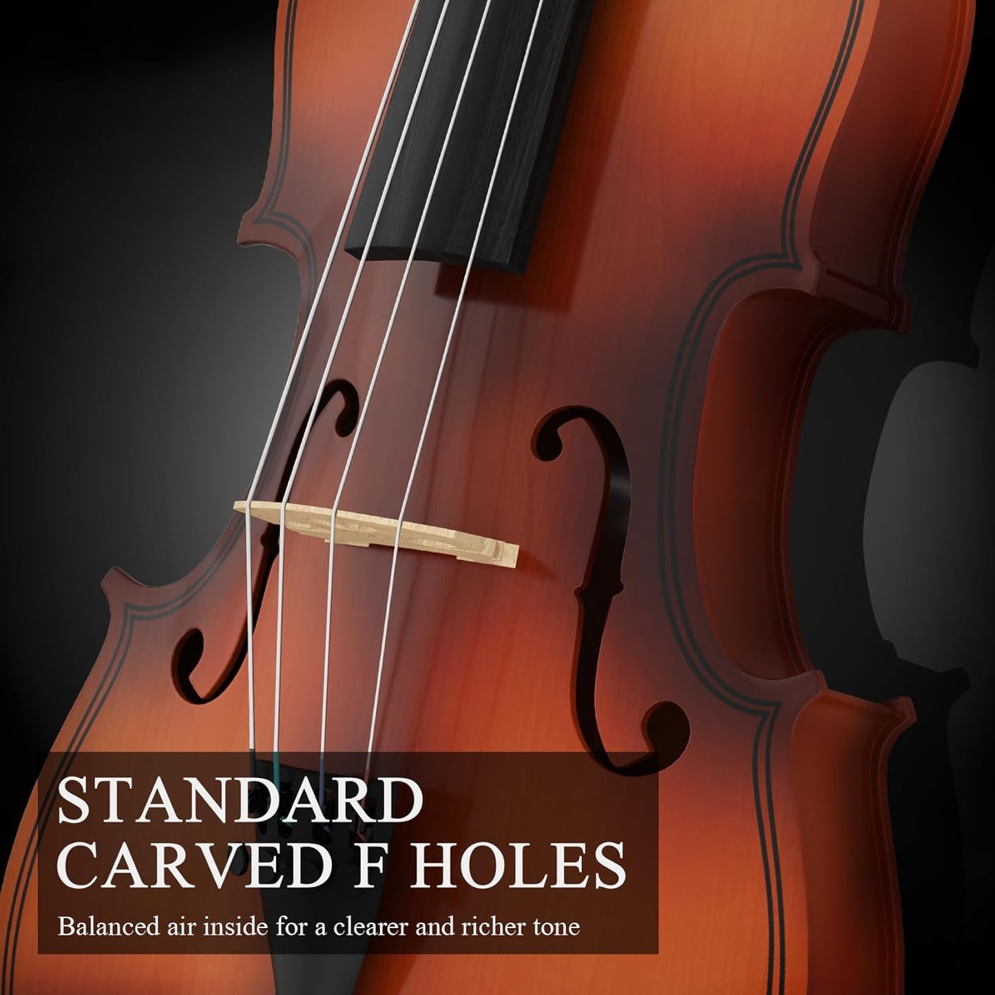 16 inch Acoustic Viola Kit for Adults,Students,Beginners,Complete Viola Instrument Set with Portable Case, Bow, Rosin (Brown)