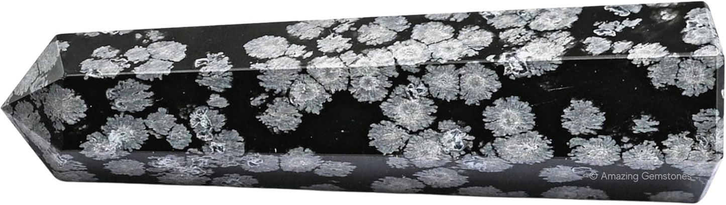 Amazing Gemstone Snowflake Obsidian Crystal Towers - Natural Healing Crystal Point Obelisk for Reiki Healing and Crystal Grid (2" to 3" Inch)