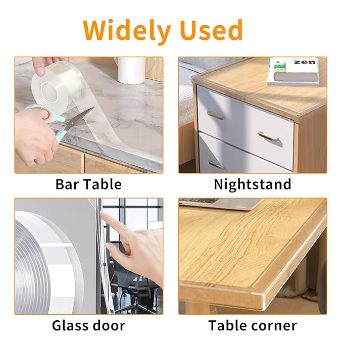 1.18 in x 9.84 FT,Clear Edge Protector Strip Sharp Edge Wrap Cover Tape, Self Adhesive Protective Bumper Guards for Cabinet Door Desk Glass Table Bed Furniture, Kitchen Countertop, Waterproof