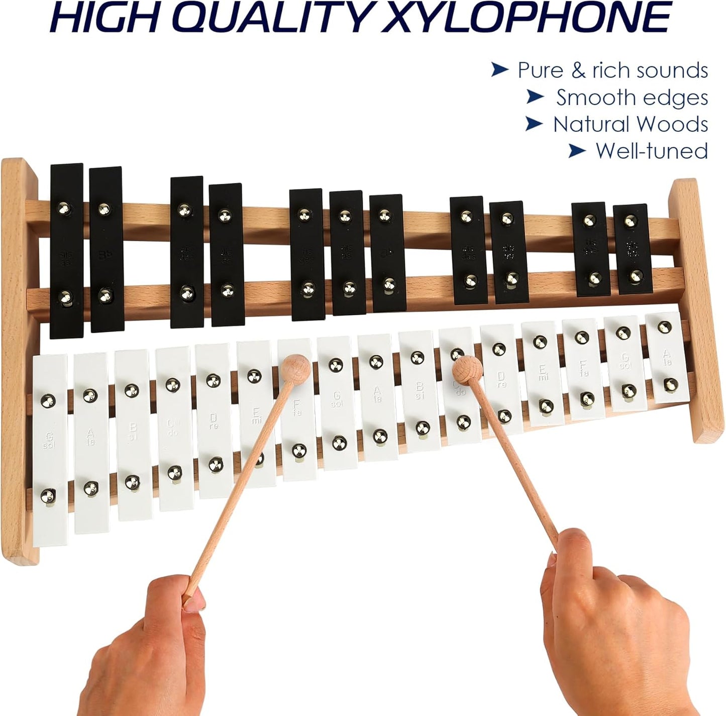 MINIARTIS Glockenspiel Xylophone | Full Size Glockenspiel Xylophone 27 Note Metal Keys for Adults & Kids | Percussion Musical Instrument Includes 2 Wooden Beaters and Carry Case