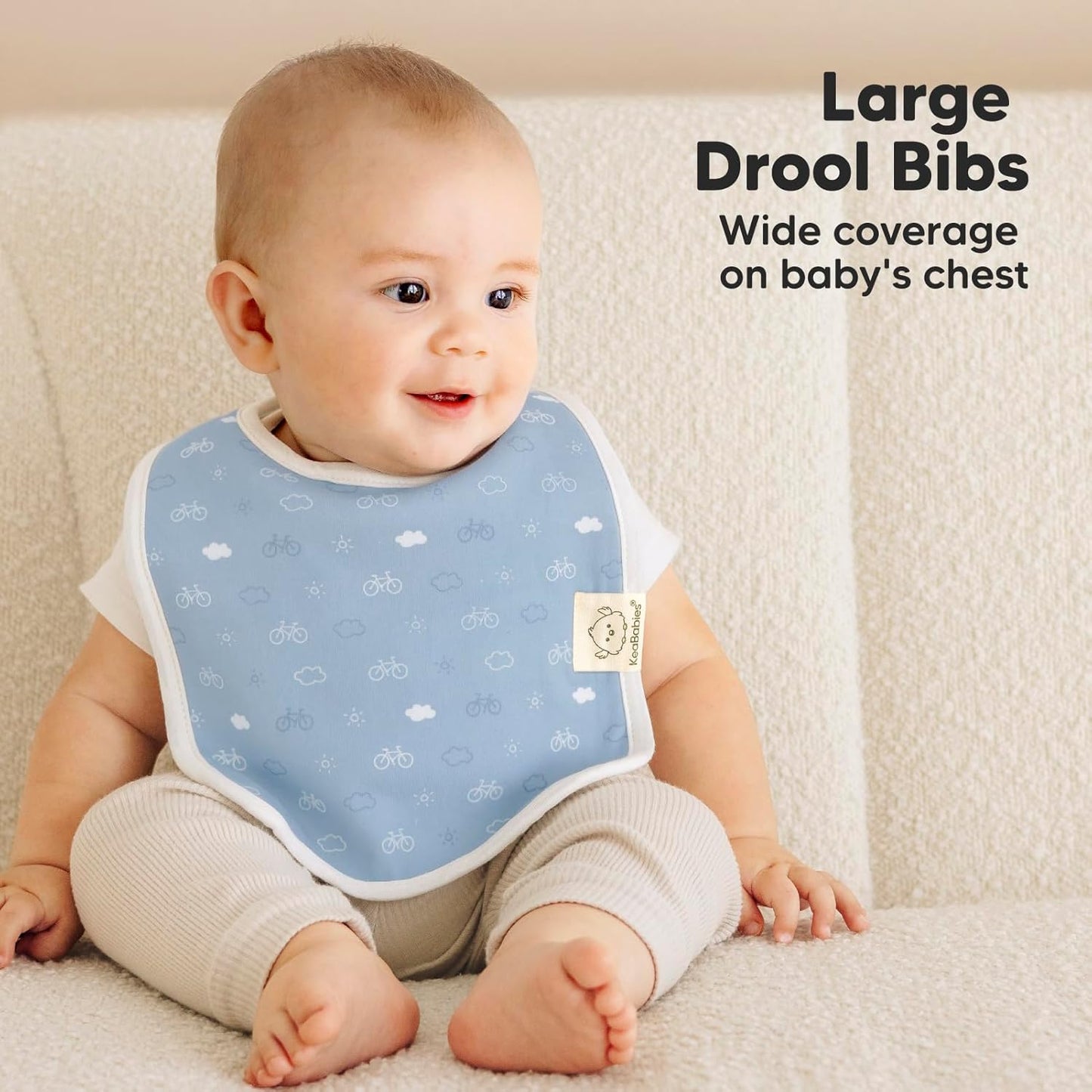 KeaBabies 8-Pack Organic Baby Bibs for Boys, Girls - Super Absorbent Cotton Drool Bibs for Baby Girl & Boy, Teething Toddler, Drooling Newborn, Ultra Soft & Machine Washable (Vessels)