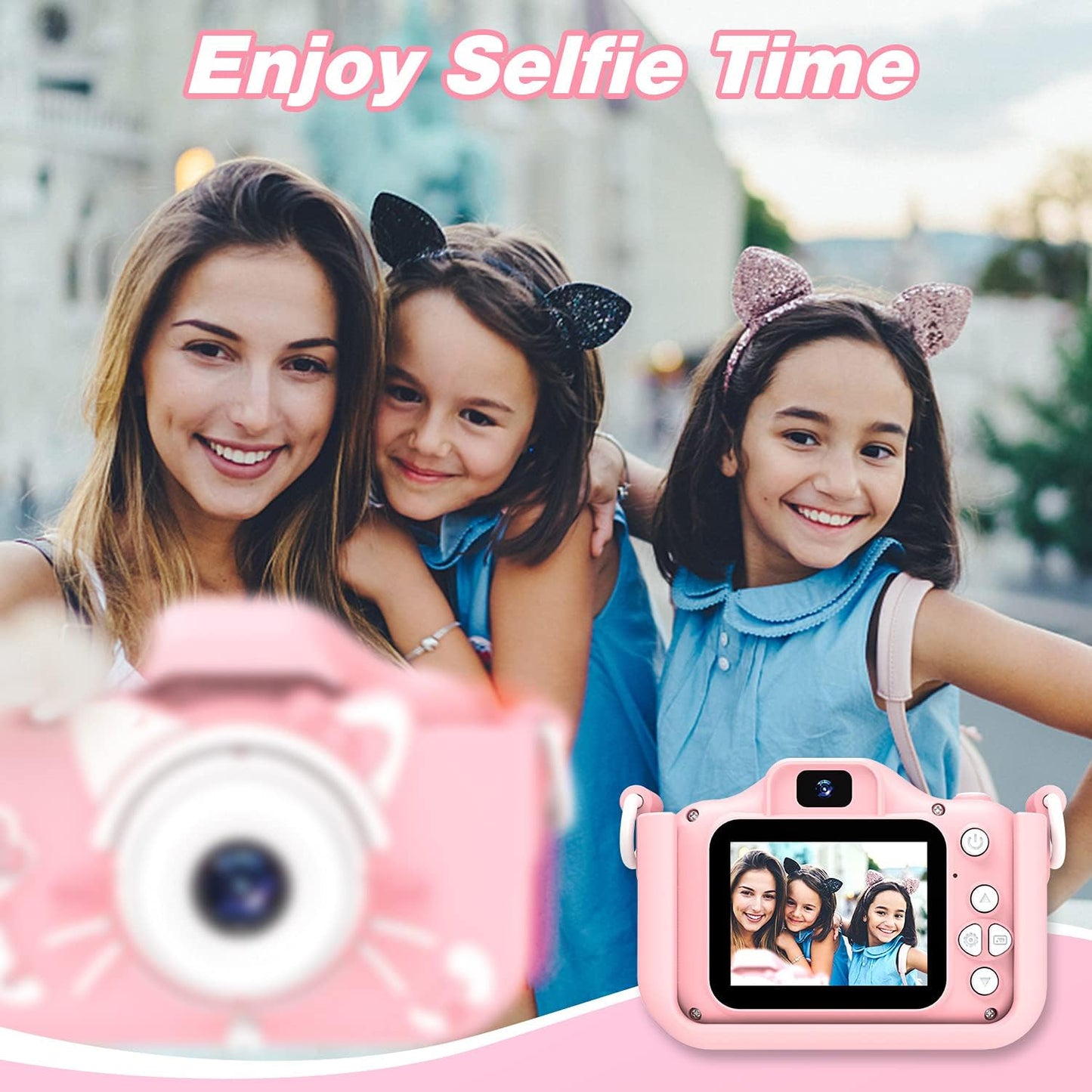 Goopow Kids Camera Toys for 3-8 Year Old Girls Boys,Children Digital Video Camcorder Camera with Cartoon Soft Cover, Best Chritmas Birthday Festival Gift for Kids - 32G SD Card Included