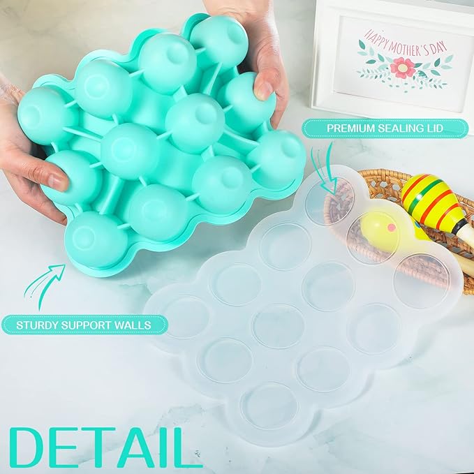 3 Pcs Baby Food Storage Container 12 Cup Silicone Baby Food Freezer Tray with Lid Stackable Reusable Silicone Freezer Tray for Food Vegetable Fruit Puree and Breast Milk(Multicolor)
