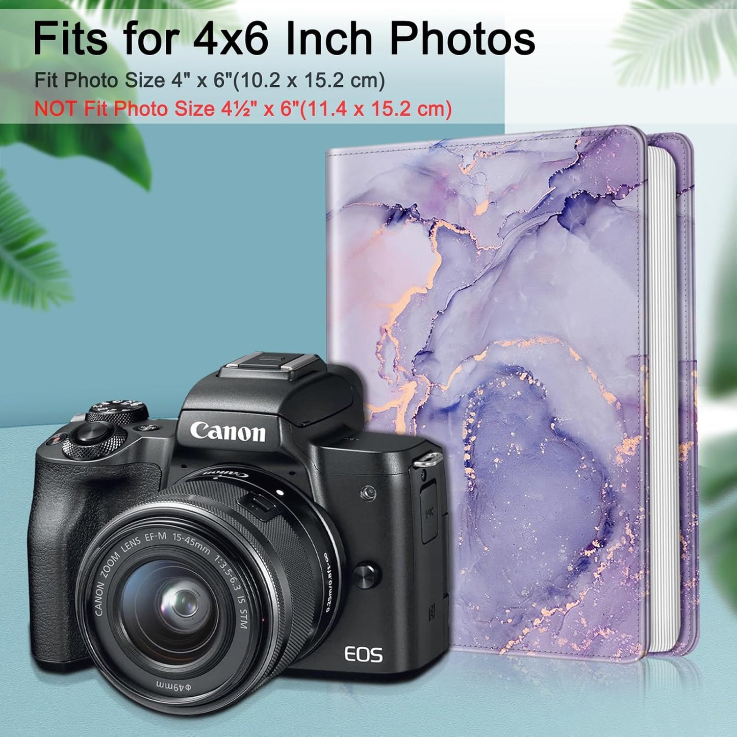 Fintie Photo Album for 4x6 Photos - 112 Pockets Vegan Leather Cover Memory Albums Book for Birthday Family Anniversary Vacation Pictures, Lilac Marble