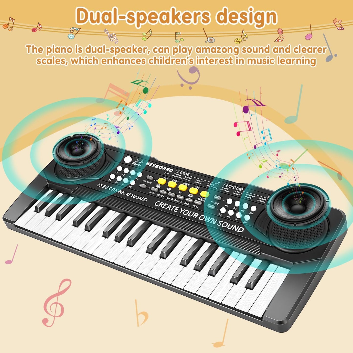 Kid Keyboard Piano - 37 Keys Piano Toys for Kids Beginners Electronic Pianos with Microphone Educational Musical Toy for 3 4 5 6 7 8 Year Old Boys Girls Gift