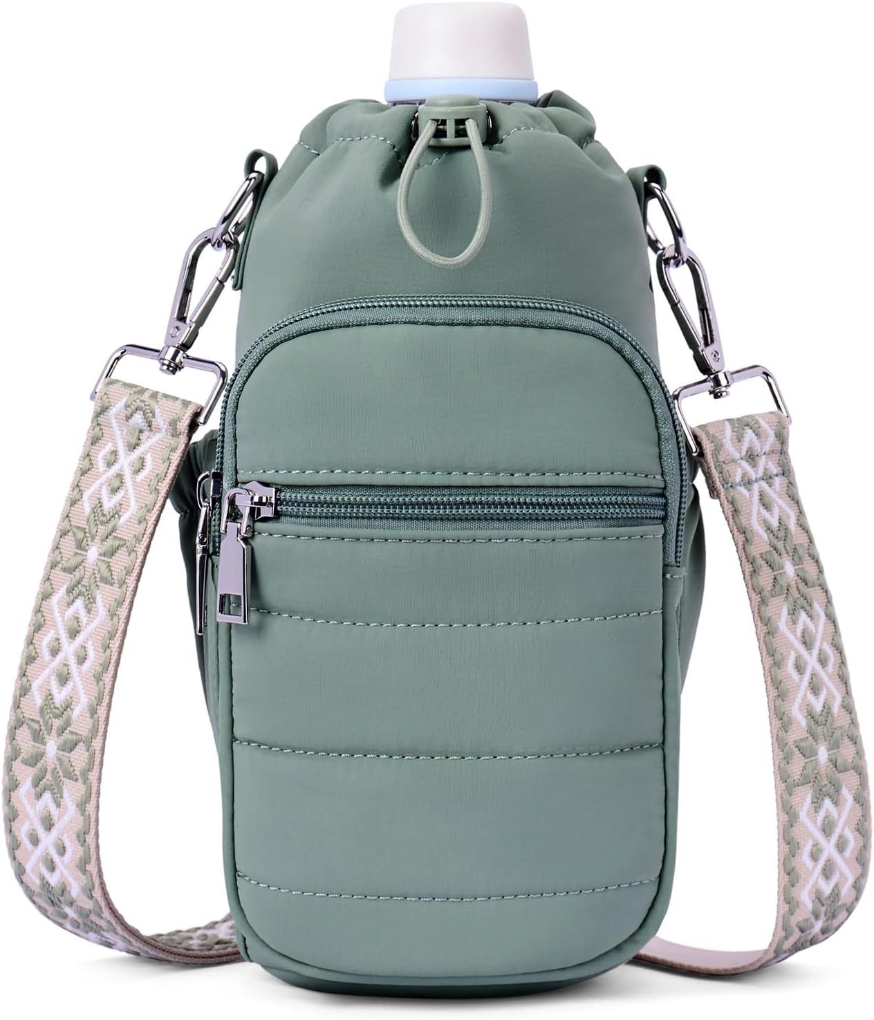 Water Bottle Bag 40 oz Crossbody Holder for Walking Hiking Insulated Carrier Purse with Adjustable Strap