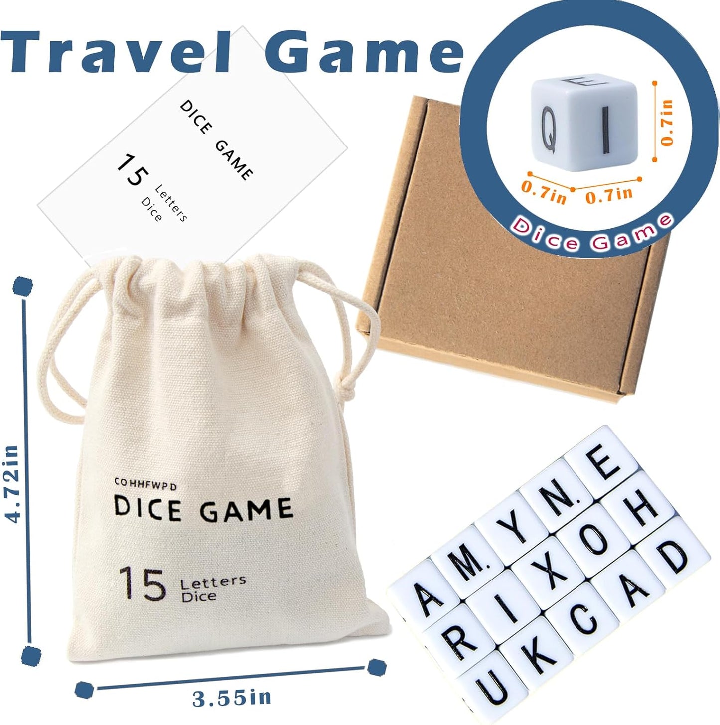 Crossword Dice Game, Word Game, Fun for Family Game Night, Festive Parties, Gatherings & On-The-Go Fun, Crossword Puzzle with 15 Large Letter Dice