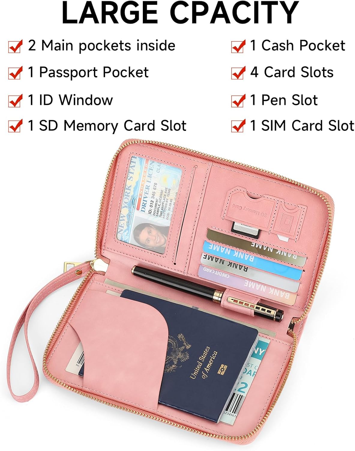 Leather RFID Blocking Passport Holder Travel Wallet, Passport Cover/Travel Wallet for Women/Men with