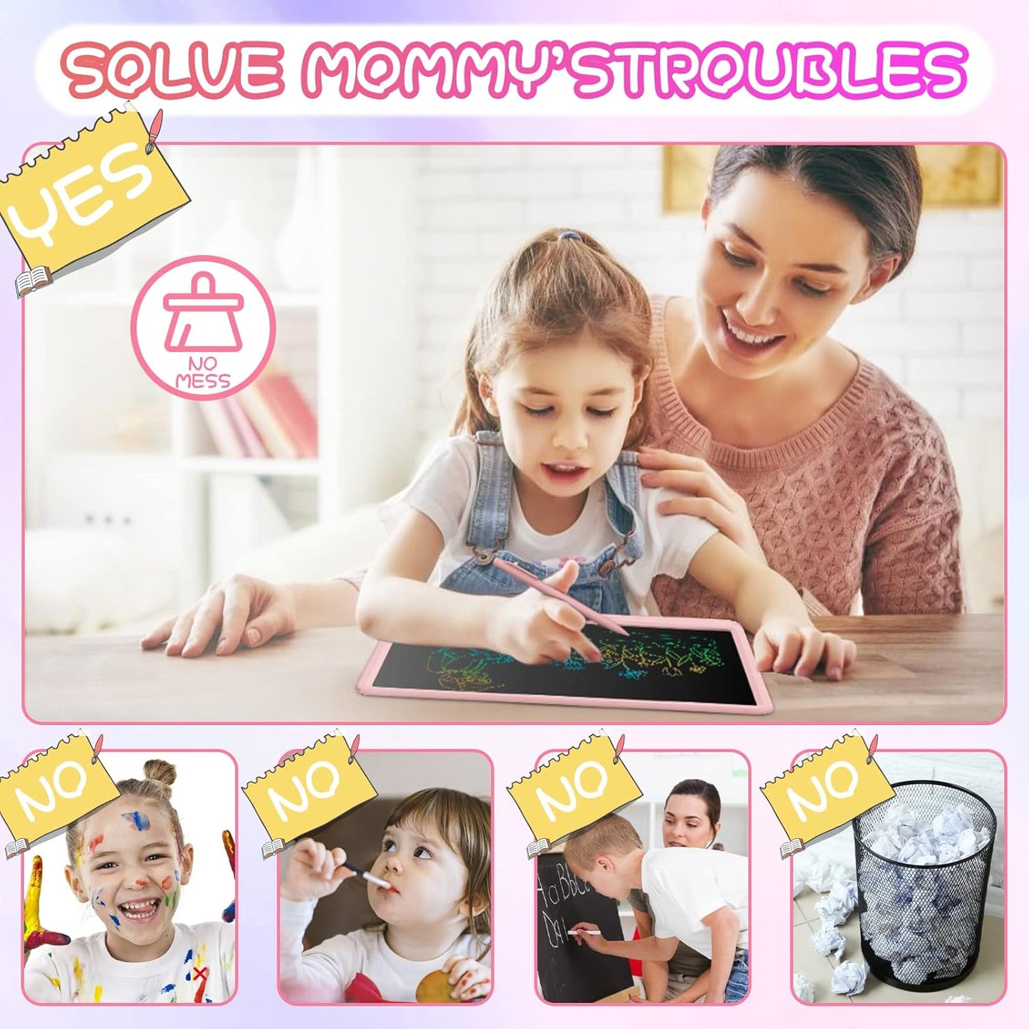 GIGART LCD Writing Tablet 15 Inch Drawing Tablet Magic Doodle Board Drawing Pad, Electronic Writing Board, Educational Toys Gifts for Kids and Adults at Home,School and Office (Pink)