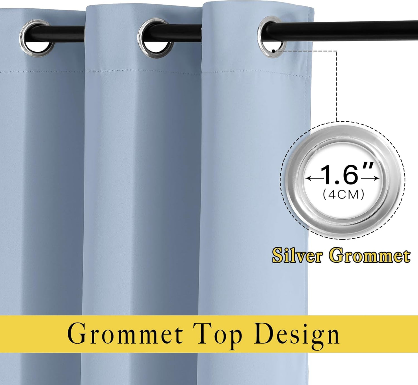NICETOWN Vintage Blue Room Darkening Draperies and Curtains - Home Fashion Energy Saving Grommet Top Room Darkening Drape Panels for Bedroom (Set of 2, 66 by 90 Inch, Vintage Blue)