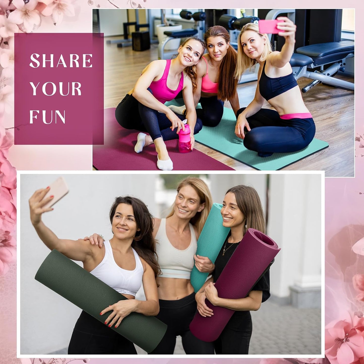 Timgle 6 Pack Yoga Mats Bulk Non Slip Exercise Yoga Mat Thick Anti Slip Tear Resistant Sports Gym for Fitness Stretching Home Workout and Studio