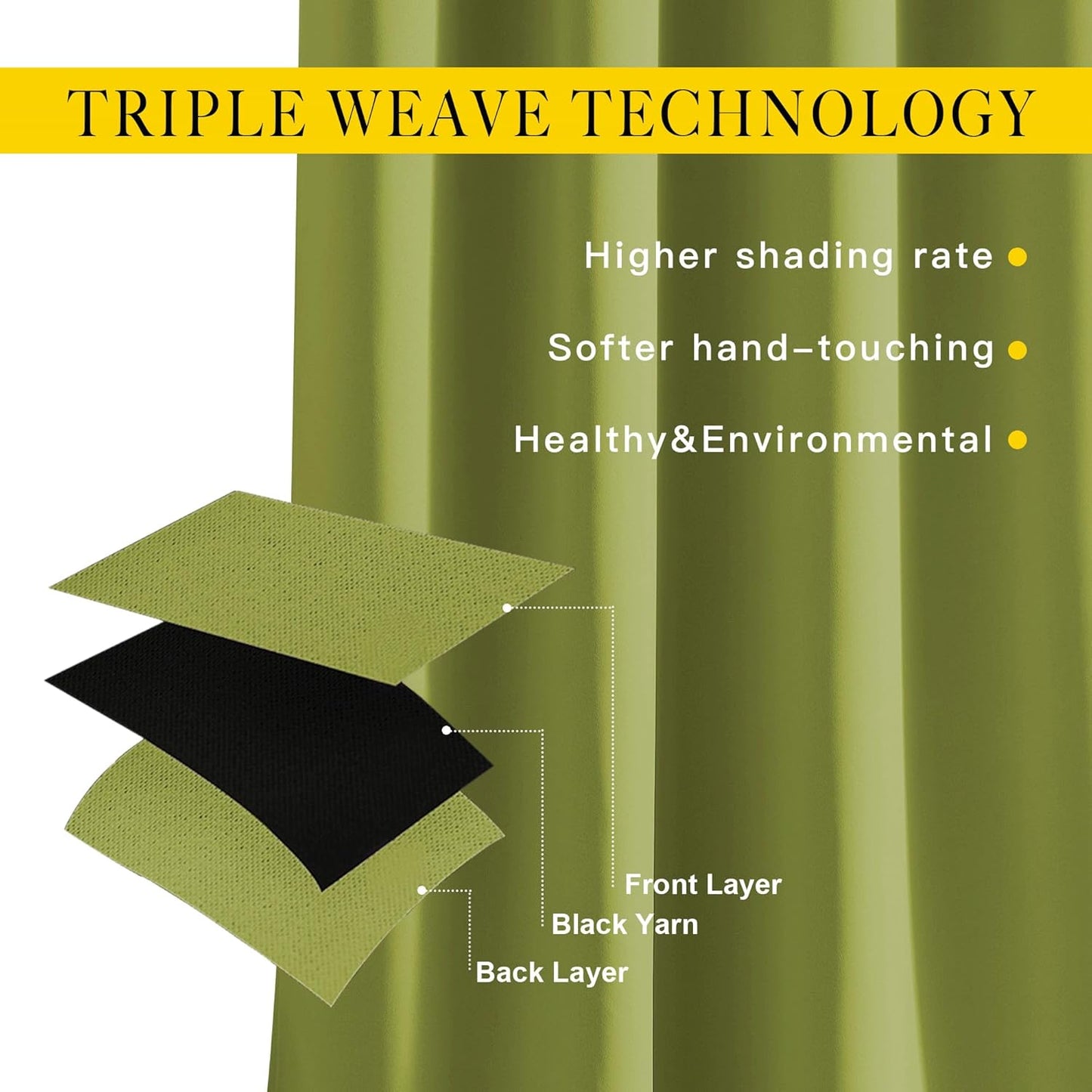 NICETOWN Room Darkening Room Divider Curtains 118 inches Long, Grommet Thermal Window Treatments Sound Reducing Drapes for Sliding Glass Door, Fresh Green, W66 x L118, 2 Pieces