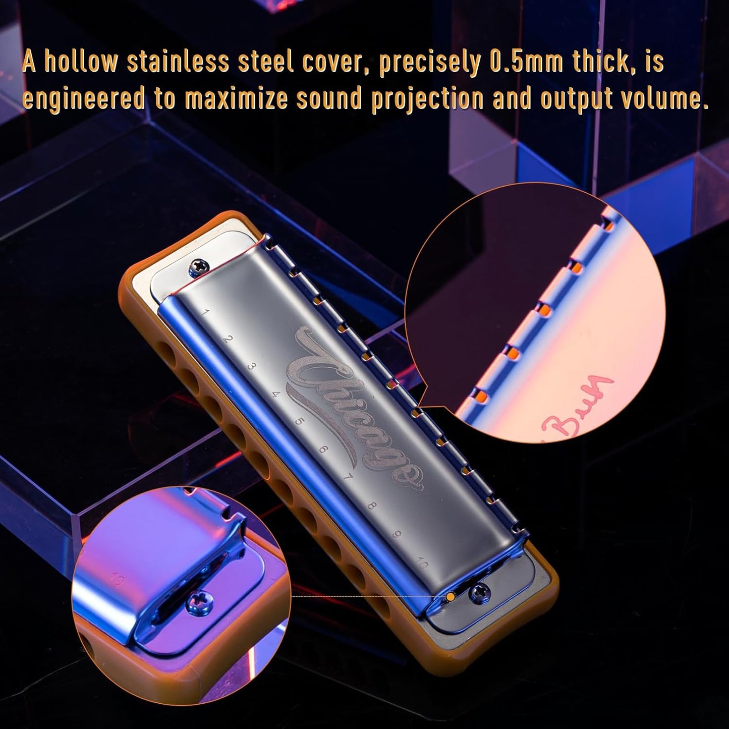 Harmonica JDR Blues Key of G 10 Holes 20 Tones Harps Armonica for Adults Kids Professional Beginners Mini Mouth Organ with Case Chicago