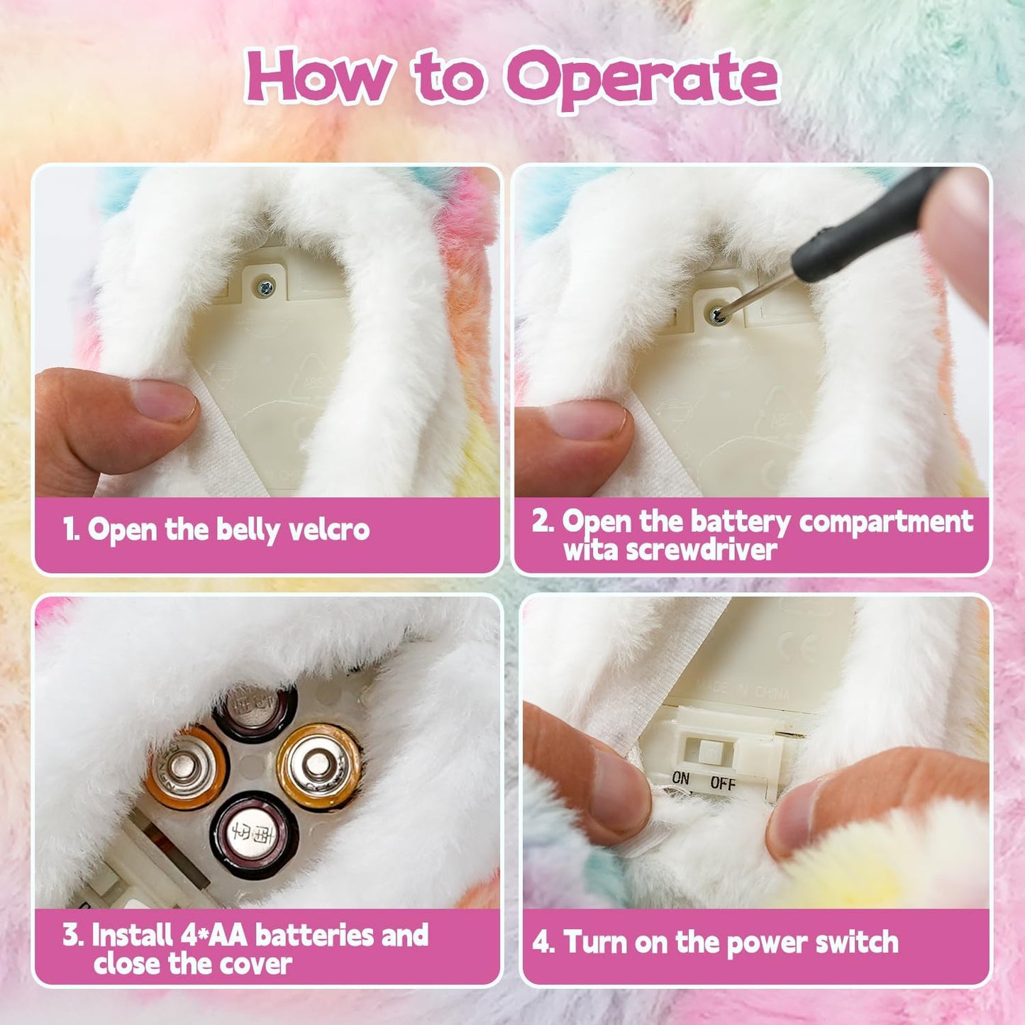 Smalody Interactive Electronic Plush Toy - Animated Sound Control Electronic Pet Robot Cat Kitten Toys Gifts for Boys & Girls Kids Birthday Christmas(LED Eyes) (Colorful)