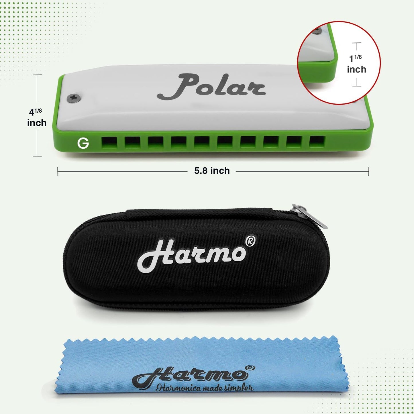 Polar Diatonic Melody Tuned Harmo Harmonica Key of G - Special Tuning for Easy Melodies in Cross Harp, 2 Octaves Without Bends, Loud & Responsive with Smooth Edges - USA-Checked