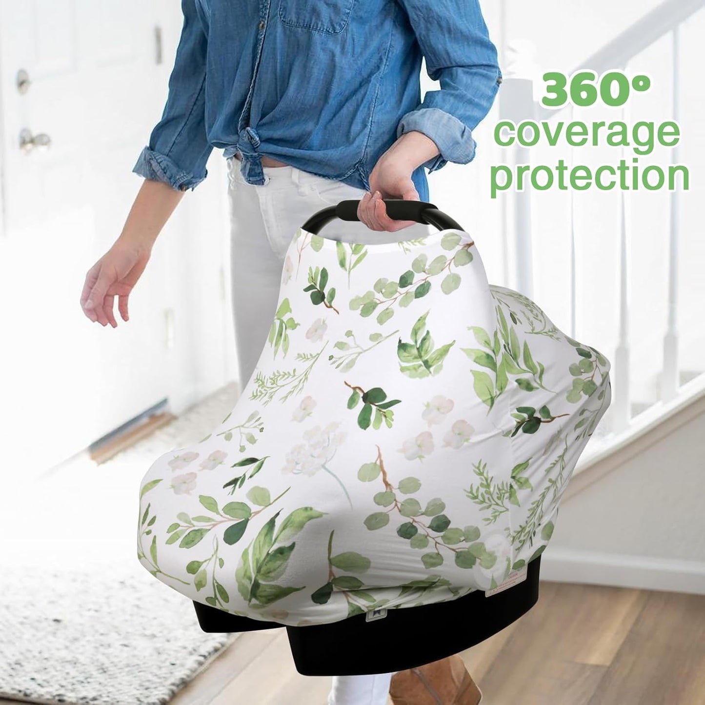 Nursing Cover Breastfeeding Scarf, Car Seat Covers for Babies Infant Carseat Canopy, Stretchy Soft Breathable Multi-Use Cover Ups for Stroller High Chair Shopping Cart, Baby Essentials for Summer