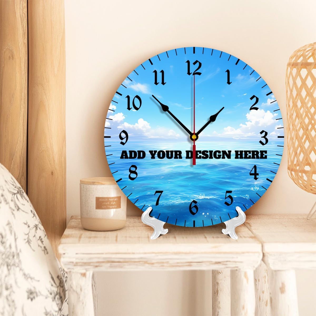 Generic Custom Wall Clock Personalized Clocks with Photo Text Logo Silent Non Ticking Round Decoration for Kitchen Family Friends Gifts, 12inch-30cm