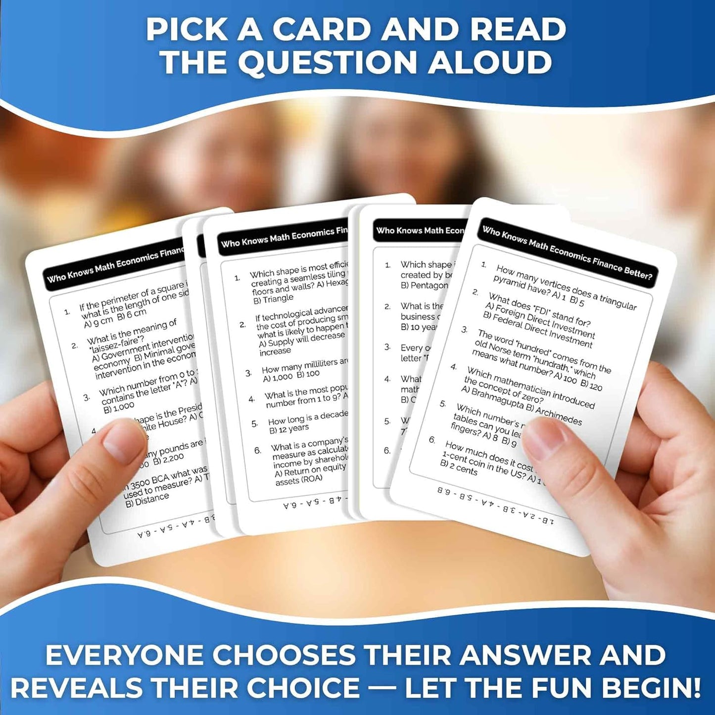 Board Games for Kids 8-12 and Family - STEM Card Game for Kids Age 12+ - Who Knows Math Finance Economics Better? - Educational Quiz with 500+ Questions - Great for Learning and Game Night