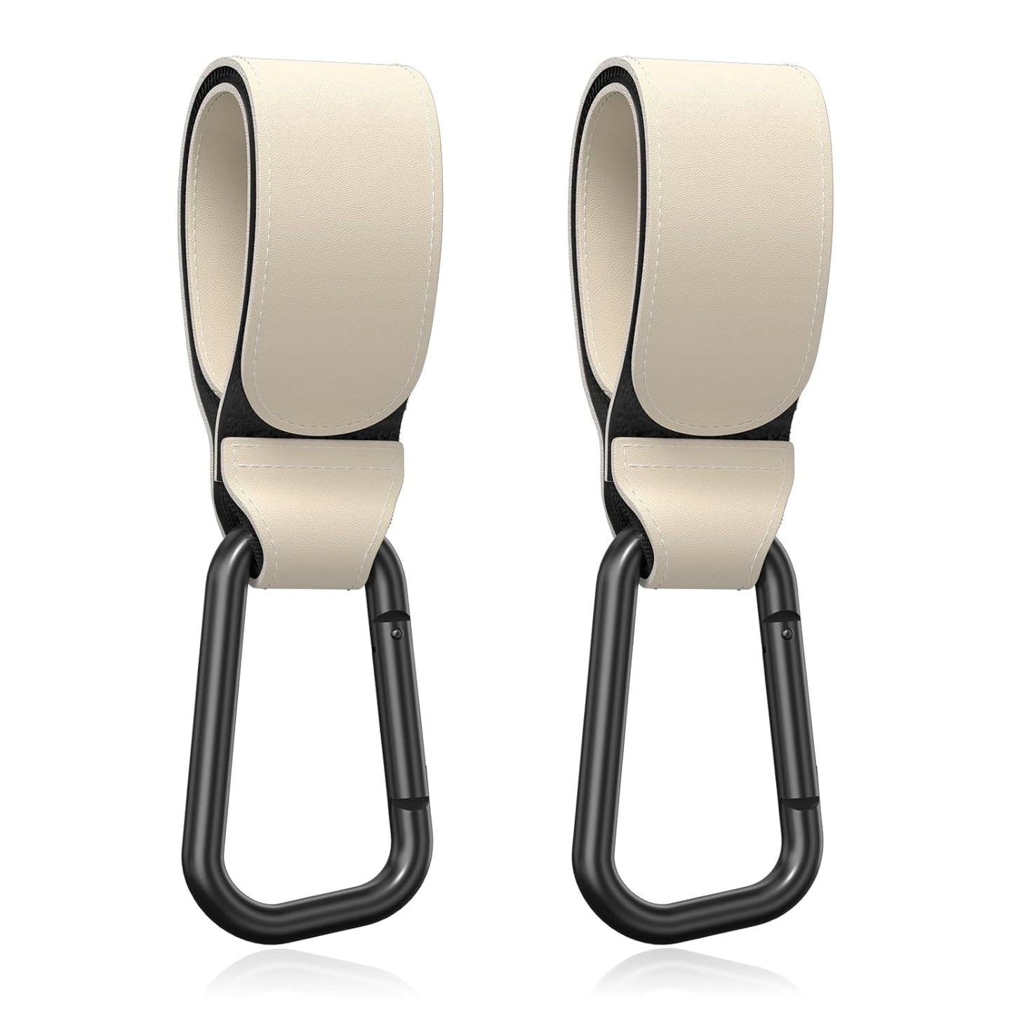 Baby Stroller Hooks for Hanging Bags, Universal Stroller Clips Accessories, Mommy Hook for Diaper Bag, Shopping Cart, Purse, Backpack - 2 Pack, Off White