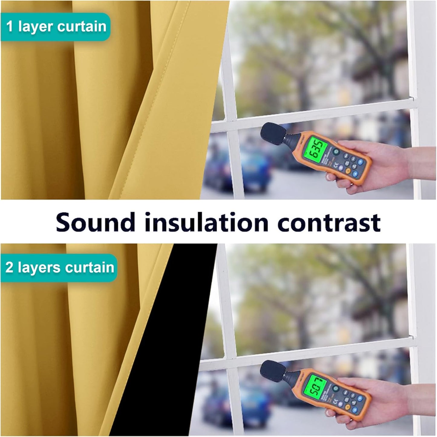NICETOWN 100% Blackout Blinds, Set of 2, 46 inches x 102 inches, Laundry Room Decor Window Treatment Curtains for Large Patio Sliding Door, Thermal Insulated Bright Yellow Curtains for Bedroom